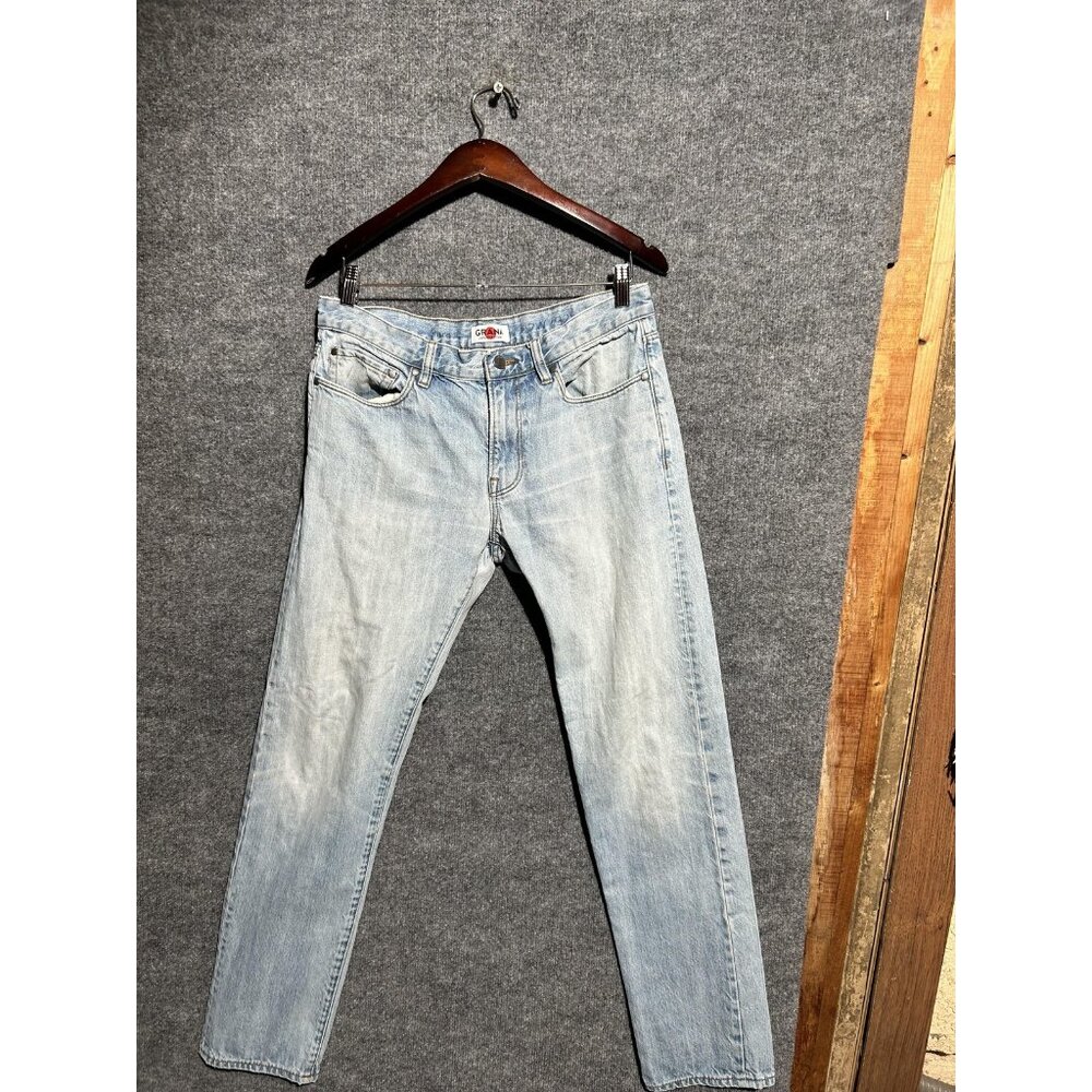 Grana Jeans Mens 31x33 Light Wash Blue Straight Japanese Denim Pants Casual